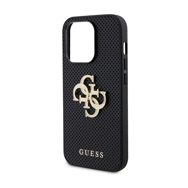 Guess Perforated 4G Glitter - Etui iPhone 15 Pro (czarny)
