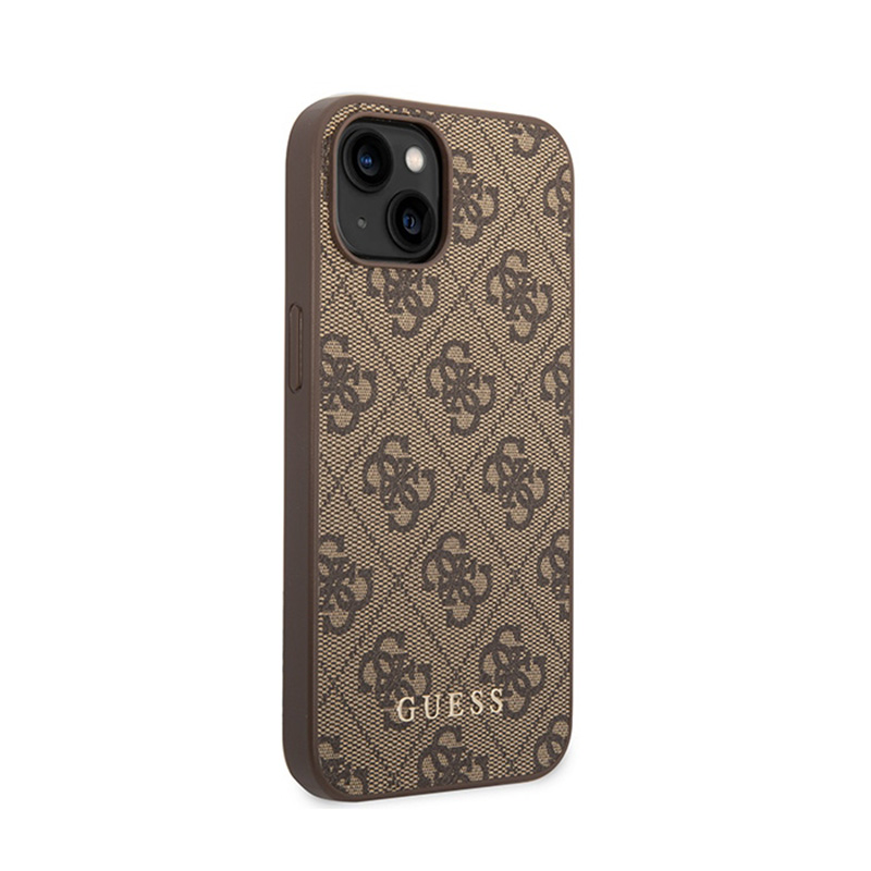 Guess 4G Metal Gold Logo - Etui iPhone 15 Plus (brązowy)