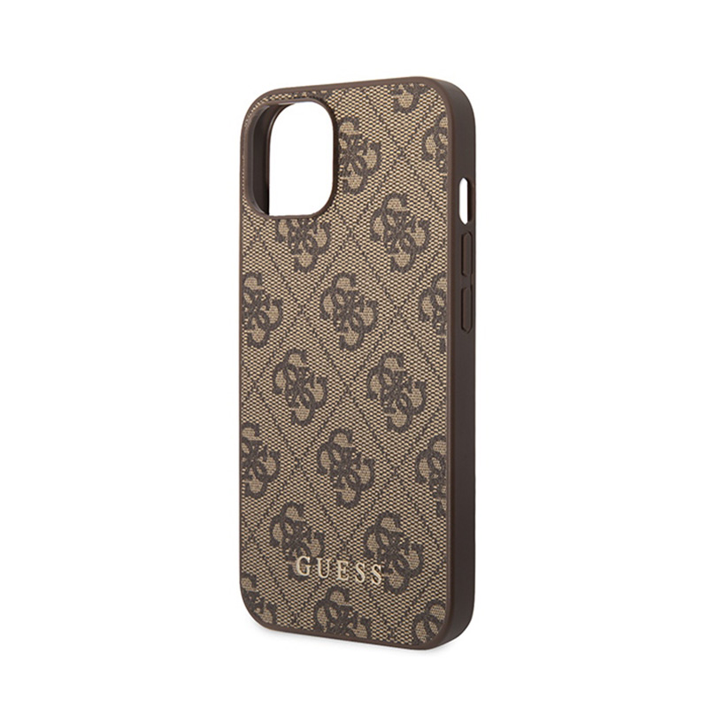 Guess 4G Metal Gold Logo - Etui iPhone 15 Plus (brązowy)