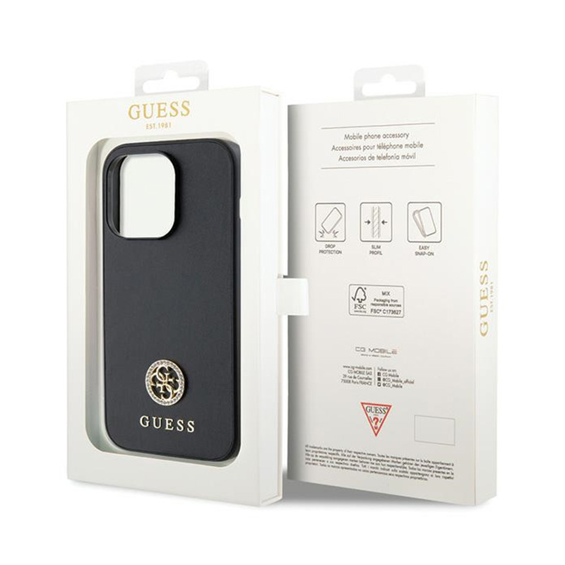 Guess 4G Strass Metal Logo - Etui iPhone 15 Pro Max (czarny)