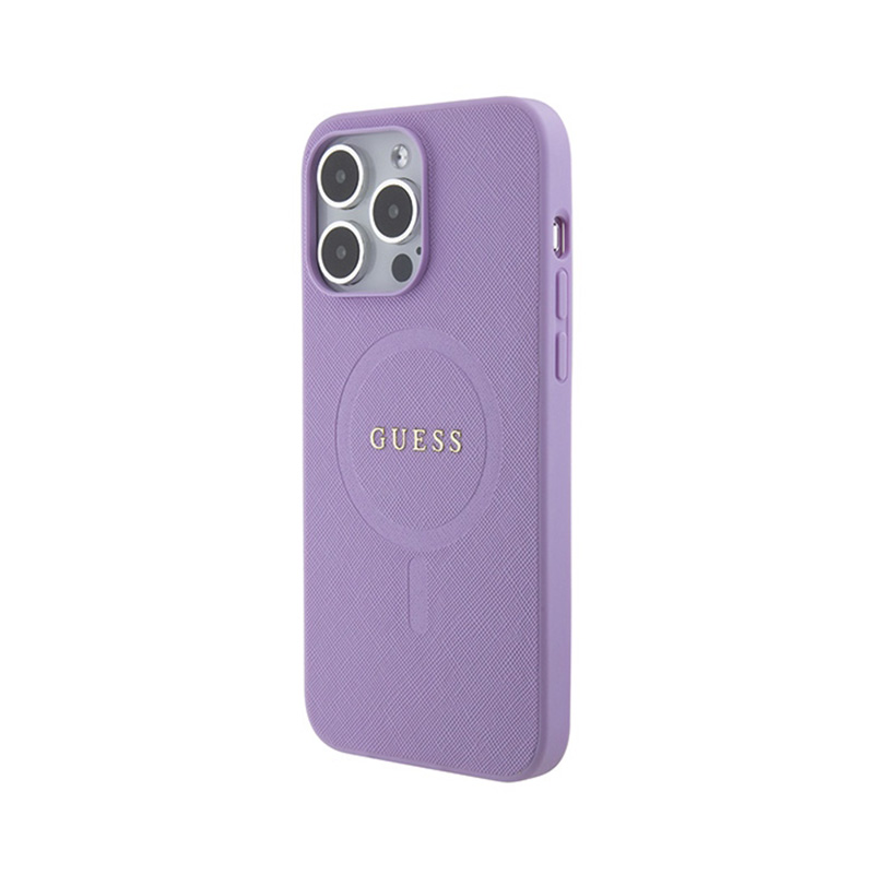 Guess Saffiano MagSafe - Etui iPhone 15 Pro Max (fioletowy)