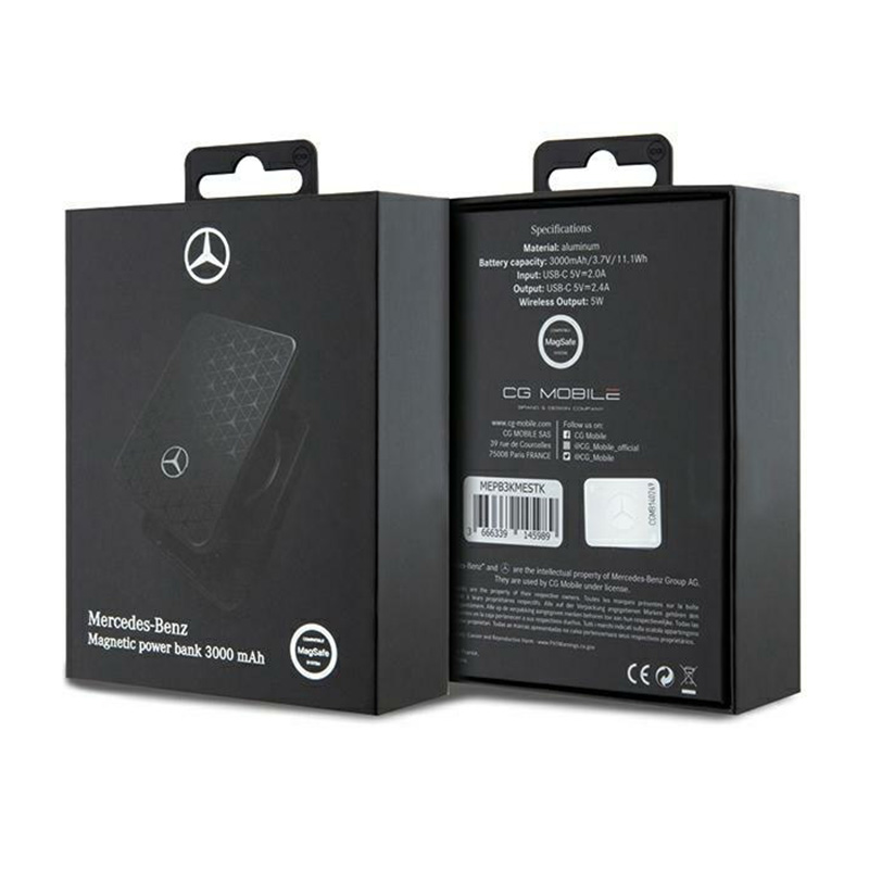 Mercedes Stars Pattern MagSafe - Power Bank indukcyjny 3000 mAh 5W MagSafe (czarny)
