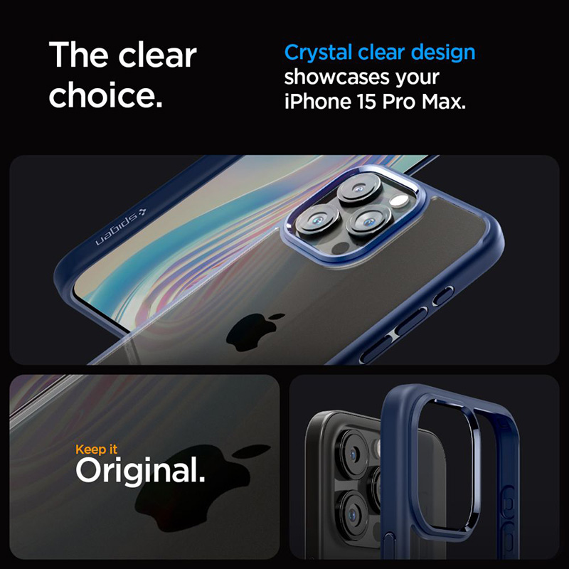 Spigen Ultra Hybrid - Etui do iPhone 15 Pro Max (Granatowy)