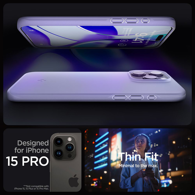 Spigen Thin Fit - Etui do iPhone 15 Pro (Fioletowy)