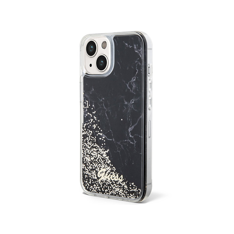 Guess Liquid Glitter Marble - Etui iPhone 14 (Czarny)