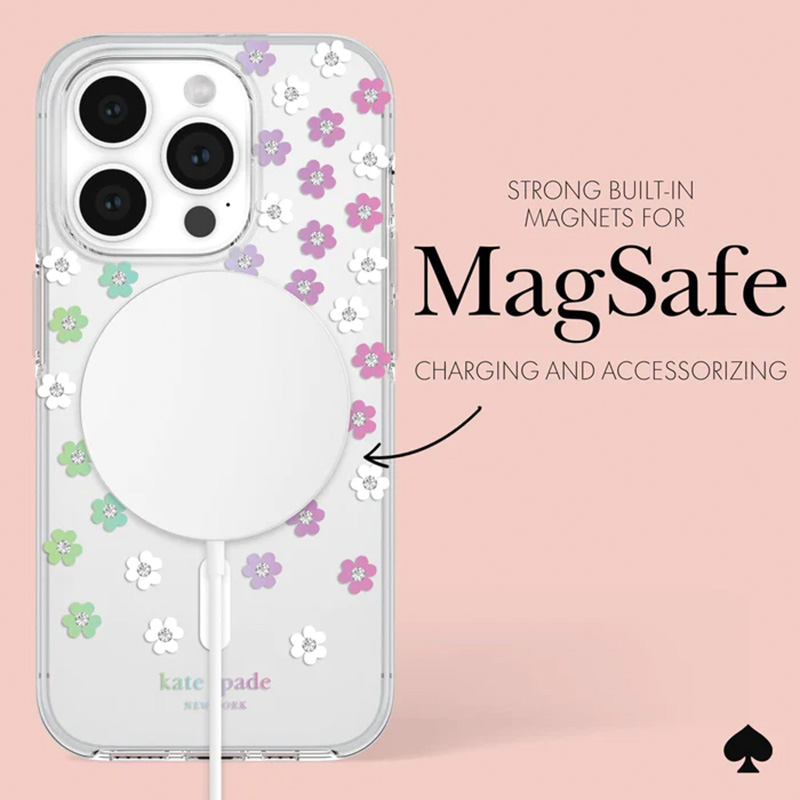 Kate Spade New York Protective MagSafe - Etui iPhone 15 Pro (Scattered Flowers)