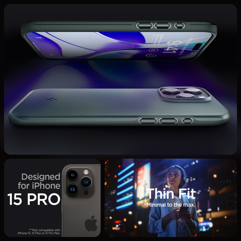 Spigen Thin Fit - Etui do iPhone 15 Pro (Zielony)