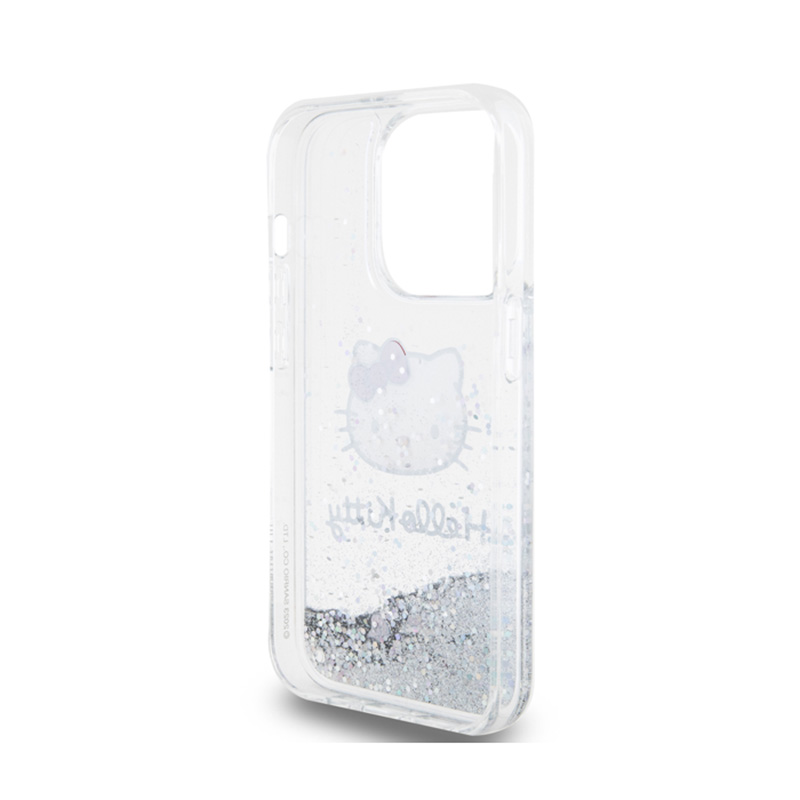 Hello Kitty Liquid Glitter Charms Kitty Head - Etui iPhone 14 Pro (srebrny)