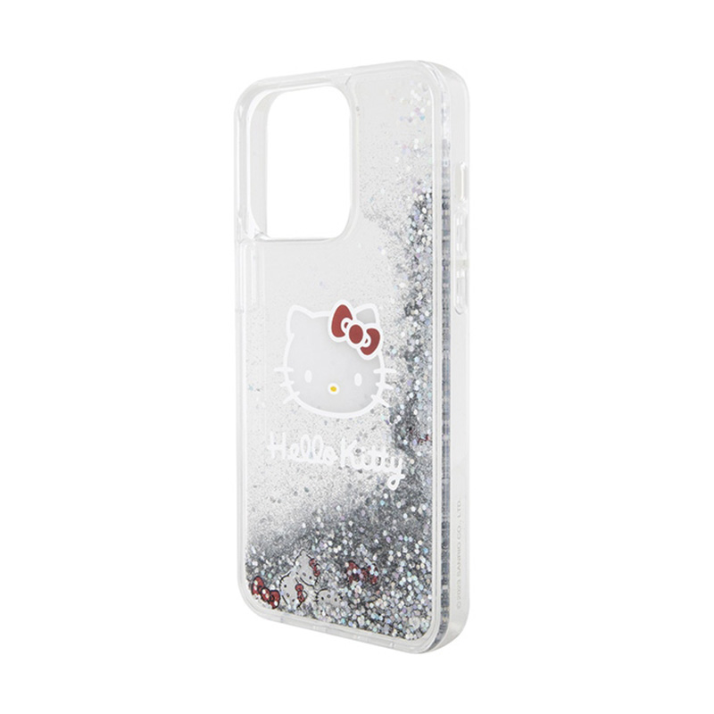 Hello Kitty Liquid Glitter Charms Kitty Head - Etui iPhone 15 Pro Max (srebrny)