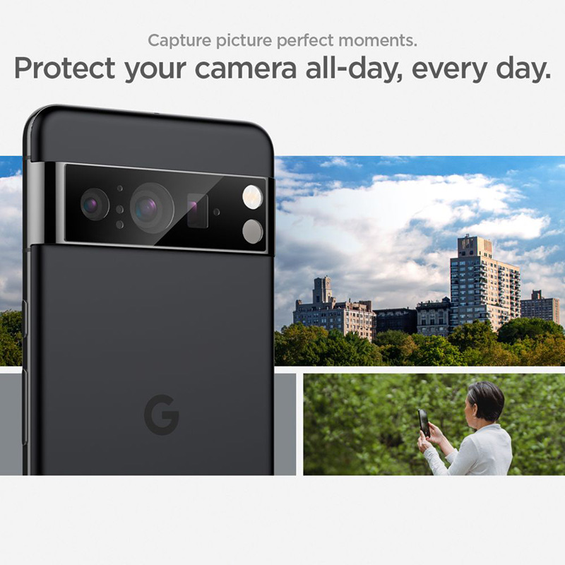 Spigen Optik.TR EZ Fit Camera Lens Protector 2-Pack - Szkło ochronne na obiektyw do Google Pixel 8 (2 szt) (Czarny)