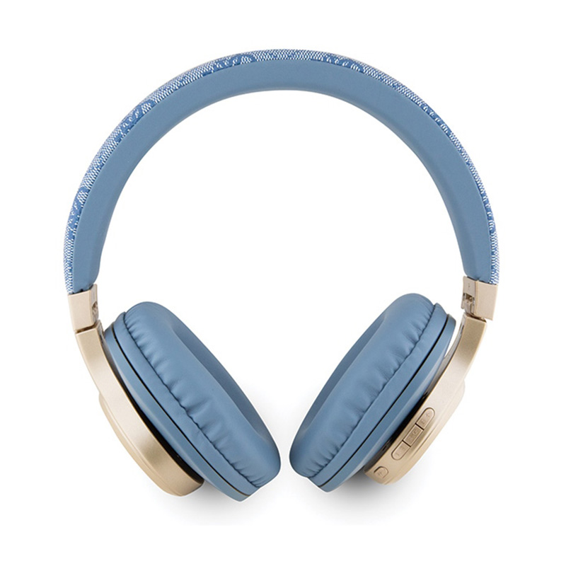 Guess 4G Script Metal Logo - Bezprzewodowe słuchawki nauszne Bluetooth V5.3 (niebieski)