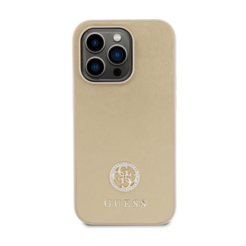 Guess 4G Strass Metal Logo - Etui iPhone 15 Pro (złoty)