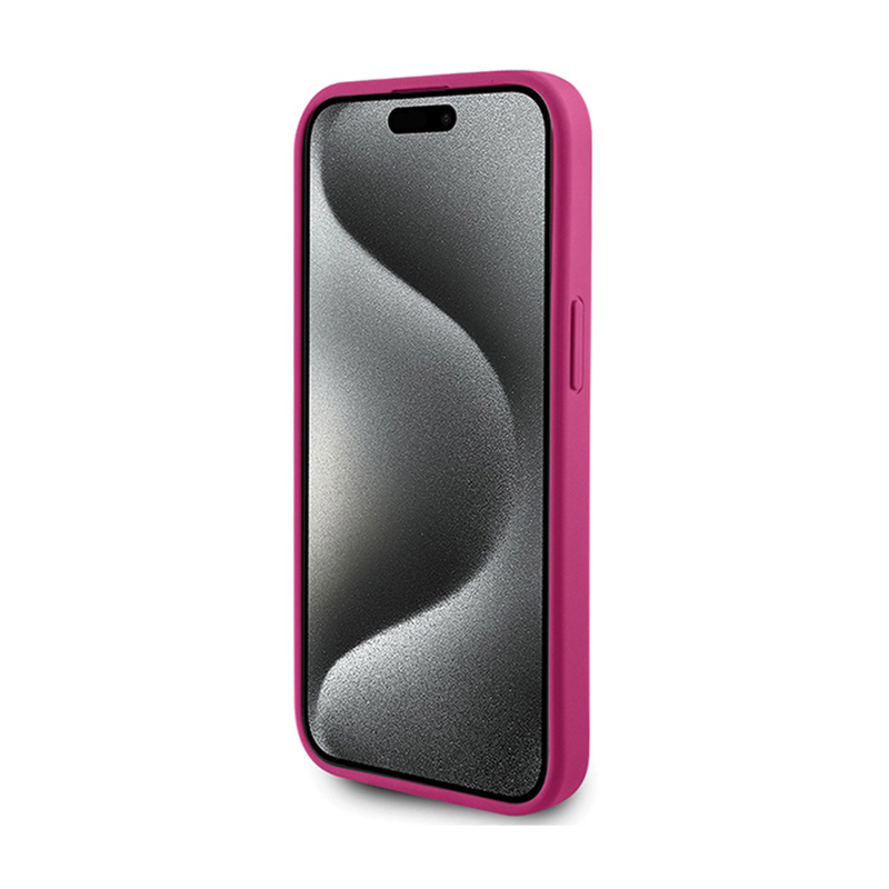 Guess 4G Strass Metal Logo - Etui iPhone 15 (różowy)