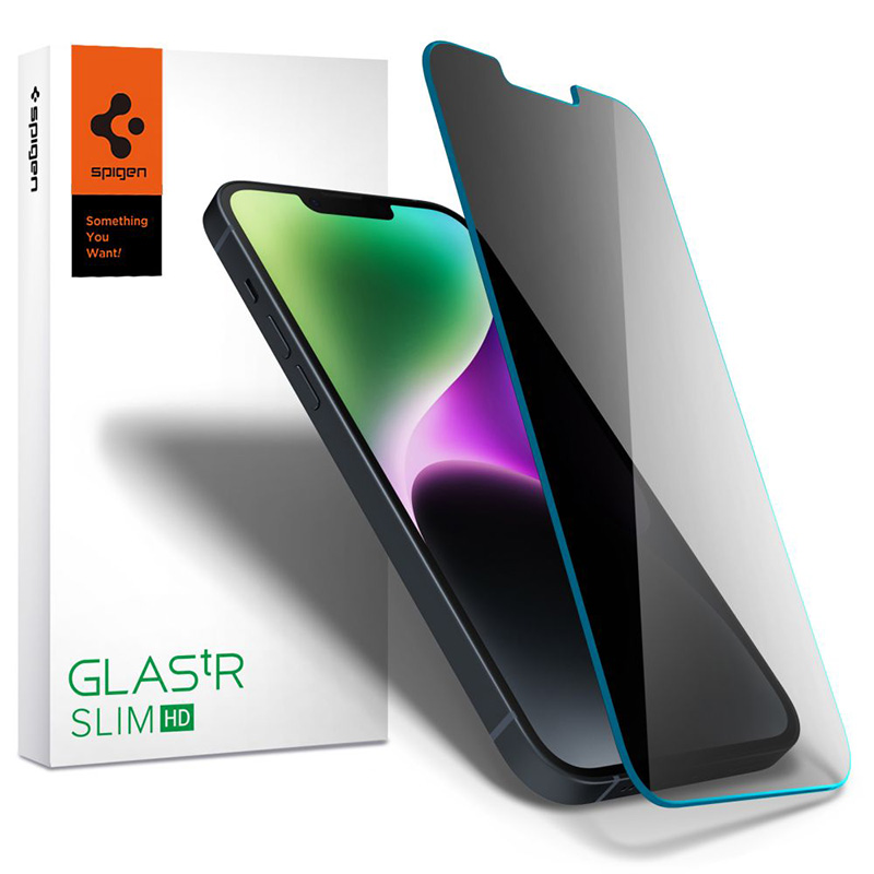 Spigen Glas.TR Slim - Szkło hartowane z filtrem prywatyzującym do iPhone 14 / iPhone 13 Pro / iPhone 13