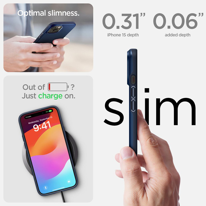 Spigen Thin Fit - Etui do iPhone 15 (Granatowy)