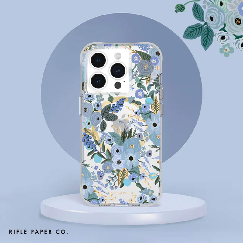 Rifle Paper Clear MagSafe - Etui iPhone 15 Pro (Garden Party Blue)