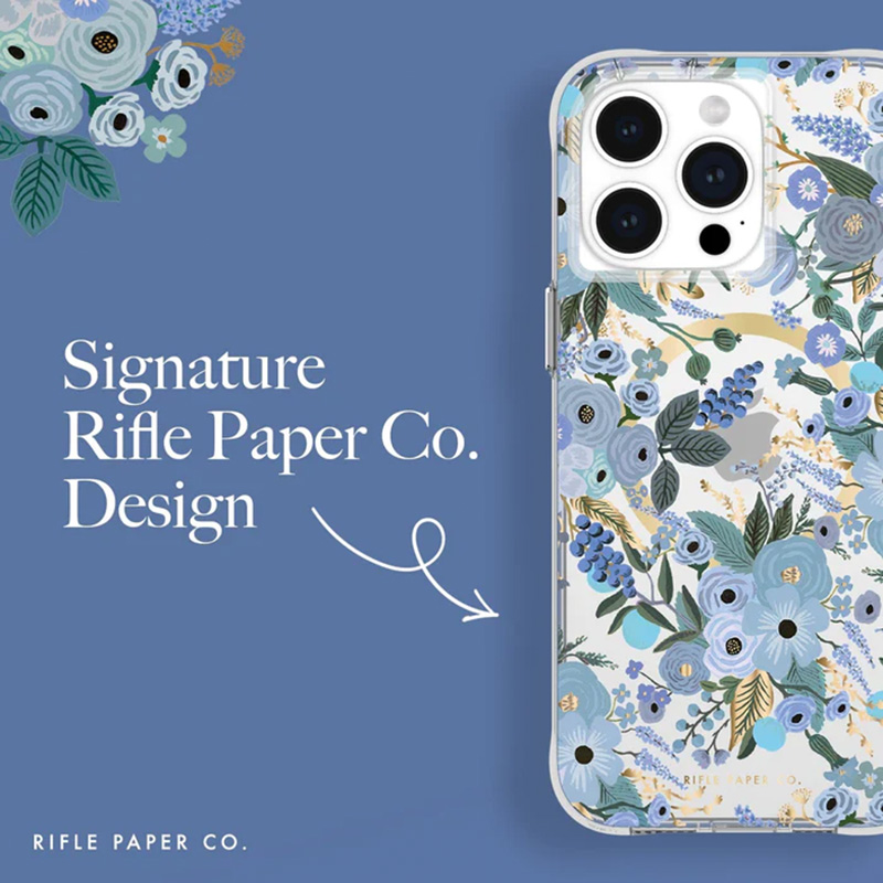Rifle Paper Clear MagSafe - Etui iPhone 15 Pro Max (Garden Party Blue)
