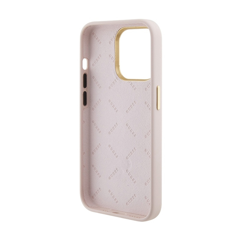 Guess Silicone Logo Strass 4G - Etui iPhone 15 Pro (różowy)