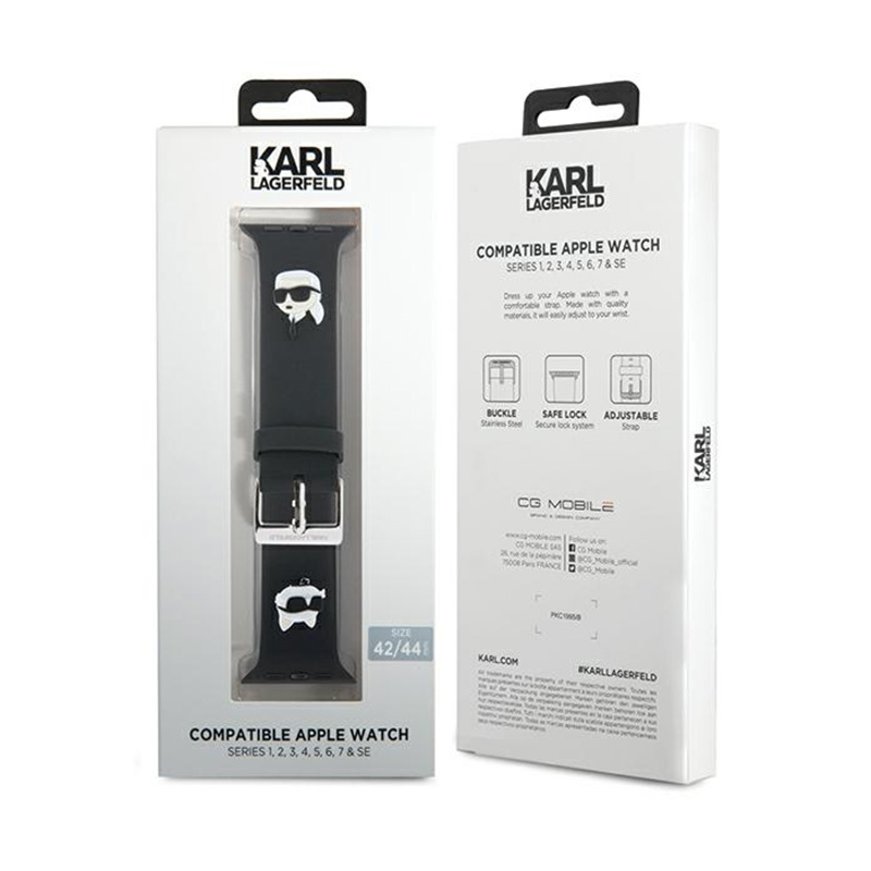 Karl Lagerfeld 3D Rubber Karl & Choupette Heads NFT - Pasek do Apple Watch 42/44/45/49 mm (czarny)