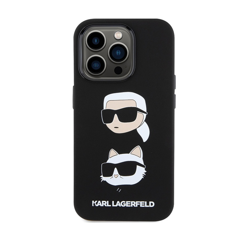 Karl Lagerfeld Silicone Karl & Choupette Heads - Etui iPhone 15 Pro (czarny)