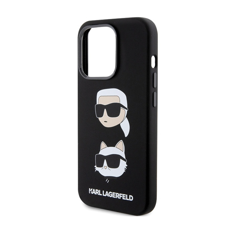 Karl Lagerfeld Silicone Karl & Choupette Heads - Etui iPhone 15 Pro (czarny)