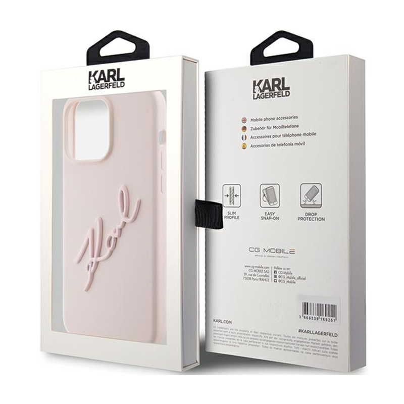Karl Lagerfeld Silicone Karl Script - Etui iPhone 15 Pro (różowy)