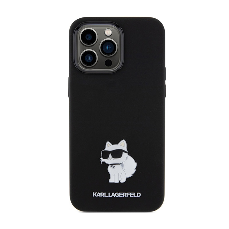 Karl Lagerfeld Silicone Choupette Metal Pin - Etui iPhone 15 Pro (czarny)