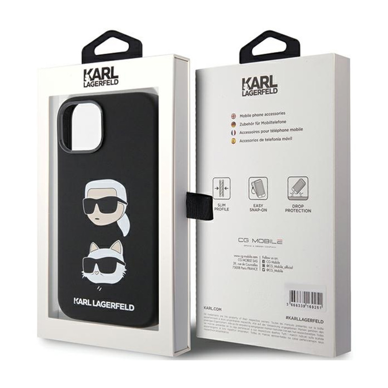 Karl Lagerfeld Silicone Karl & Choupette Heads - Etui iPhone 15 Plus (czarny)