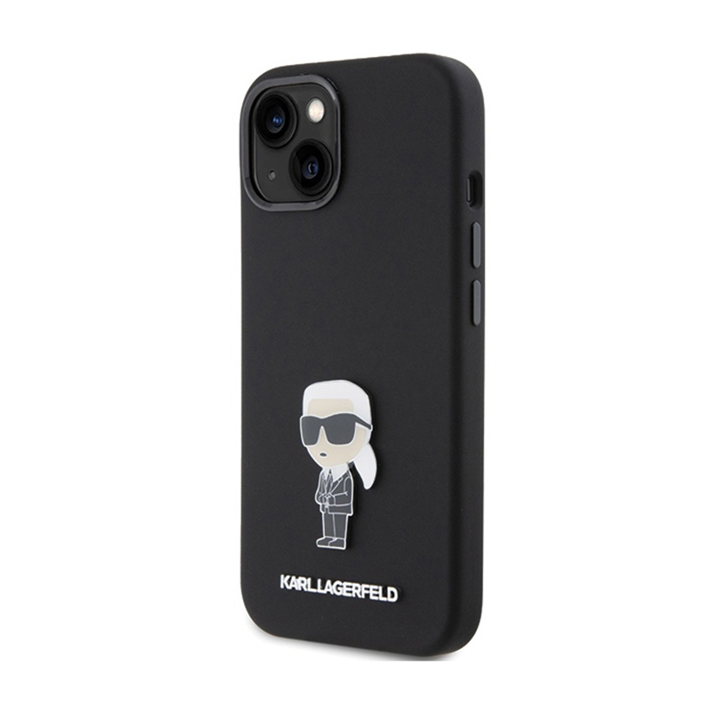 Karl Lagerfeld Silicone Ikonik Metal Pin - Etui iPhone 15 Plus (czarny)
