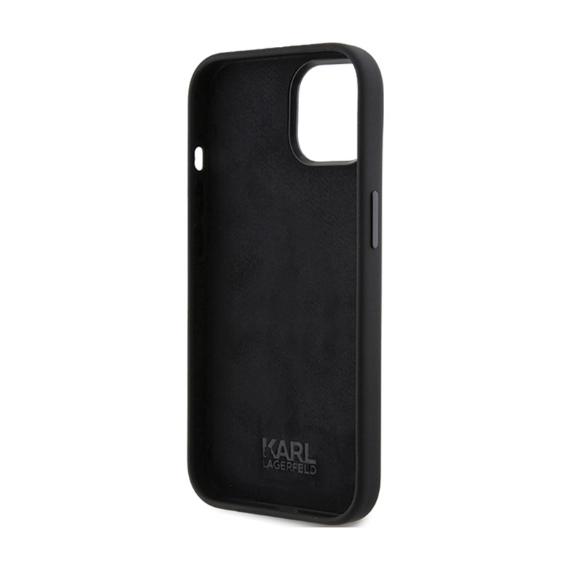 Karl Lagerfeld Silicone Ikonik Metal Pin - Etui iPhone 15 Plus (czarny)