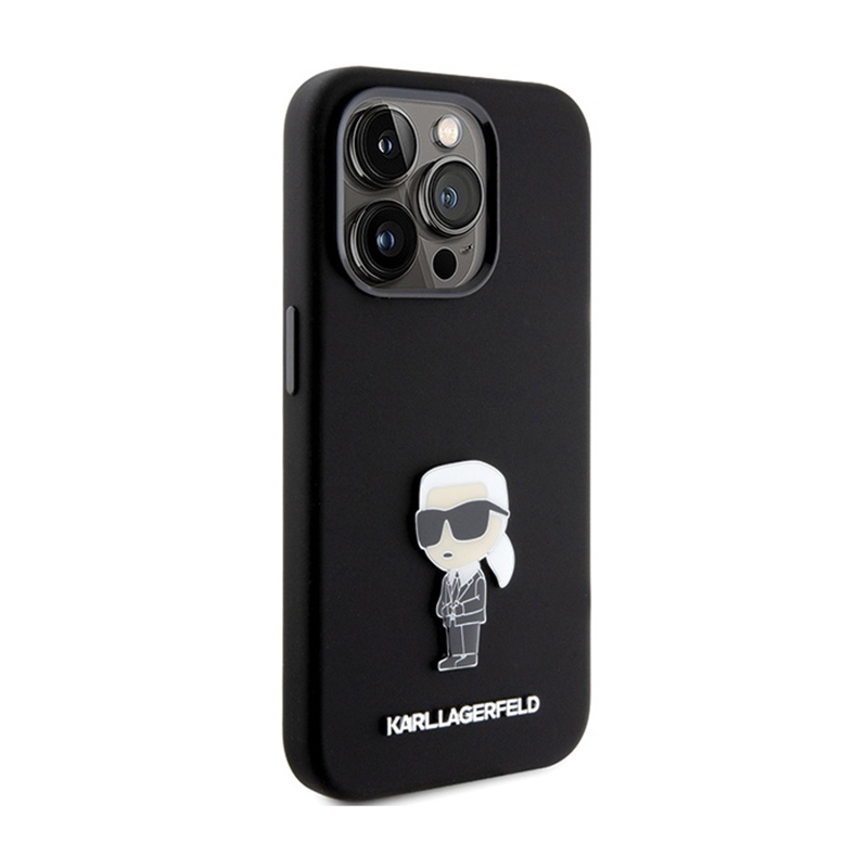 Karl Lagerfeld Silicone Ikonik Metal Pin - Etui iPhone 15 Pro Max (czarny)