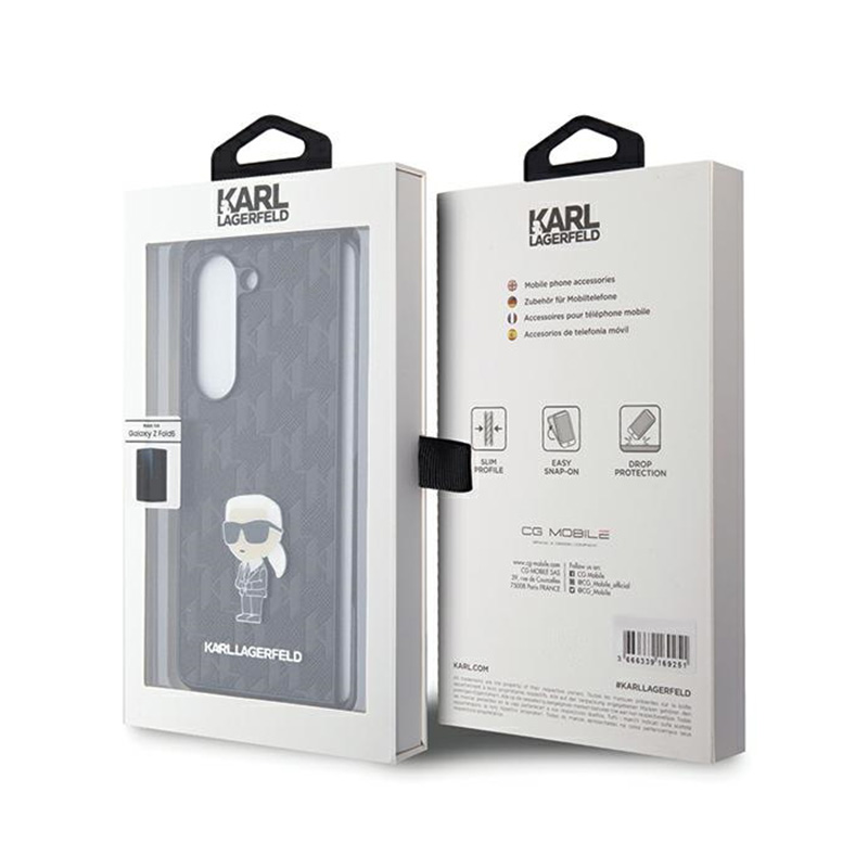 Karl Lagerfeld NFT Saffiano Monogram Ikonik Pin - Etui Samsung Galaxy Z Fold 5 (czarny)