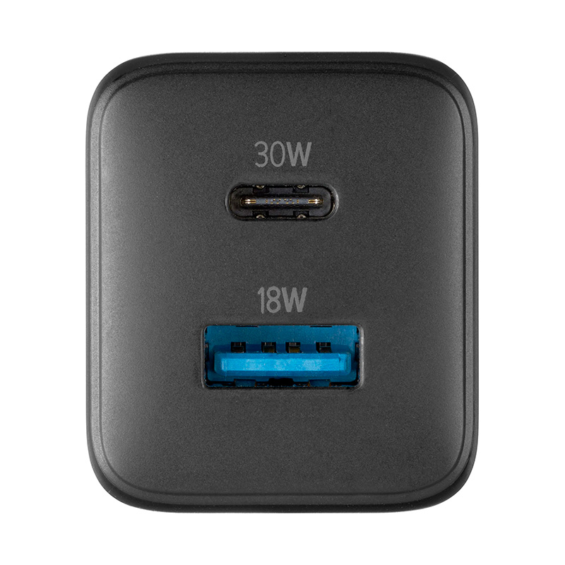 Cellularline Multipower Micro GaN - Ładowarka sieciowa USB-C & USB-A Power Delivery 30W (czarny)