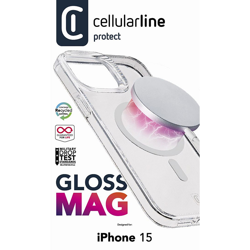Cellularline Gloss Mag - Etui iPhone 15 MagSafe (przezroczysty)