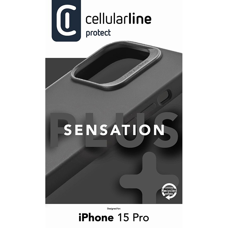 Cellularline Sensation Plus - Etui iPhone 15 Pro z powłoką MICROBAN (czarny)