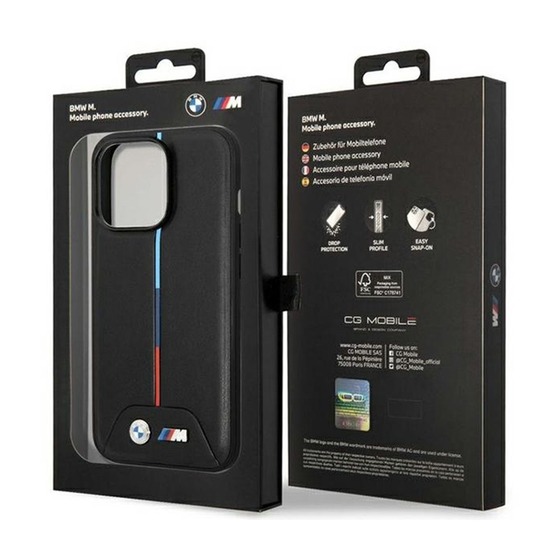BMW Quilted Tricolor MagSafe - Etui iPhone 13 Pro Max (czarny)