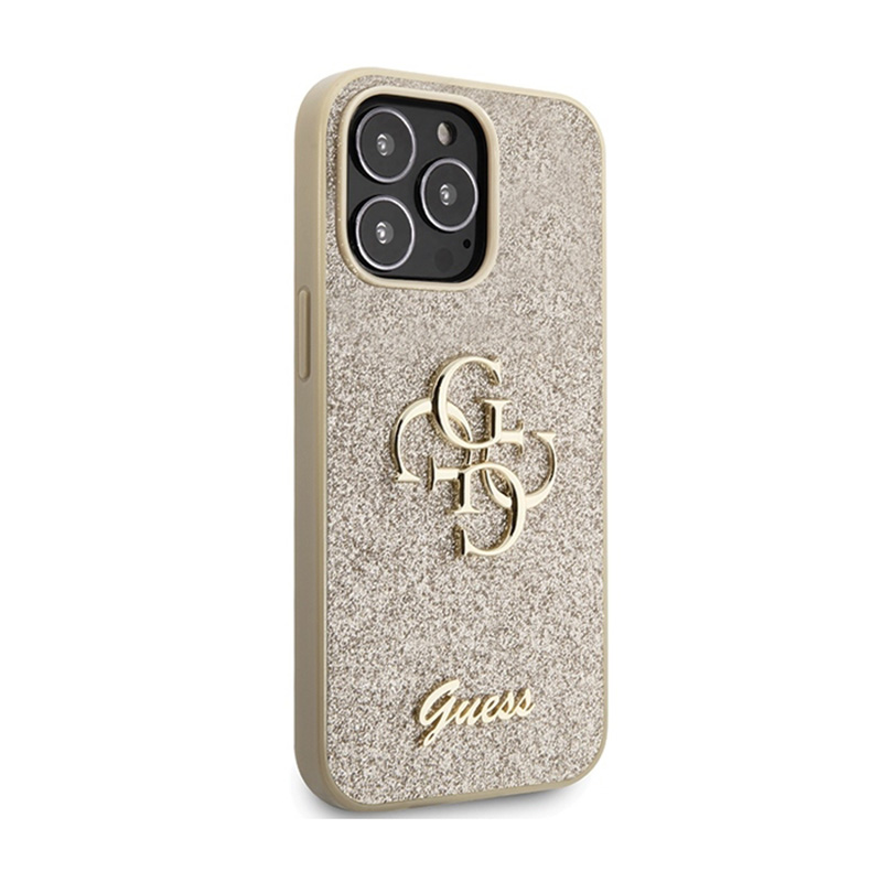 Guess Glitter Script Big 4G - Etui iPhone 13 Pro (złoty)