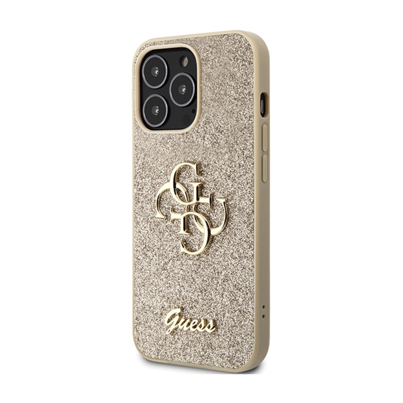 Guess Glitter Script Big 4G - Etui iPhone 13 Pro Max (złoty)