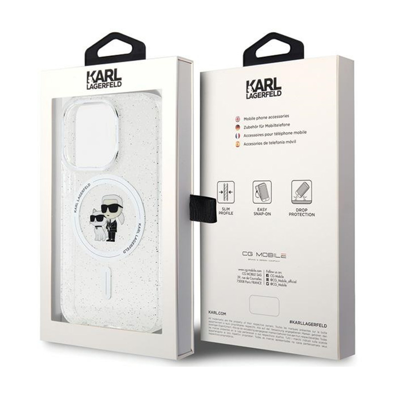 Karl Lagerfeld Karl & Choupette Glitter MagSafe - Etui iPhone 14 Pro (przezroczysty)