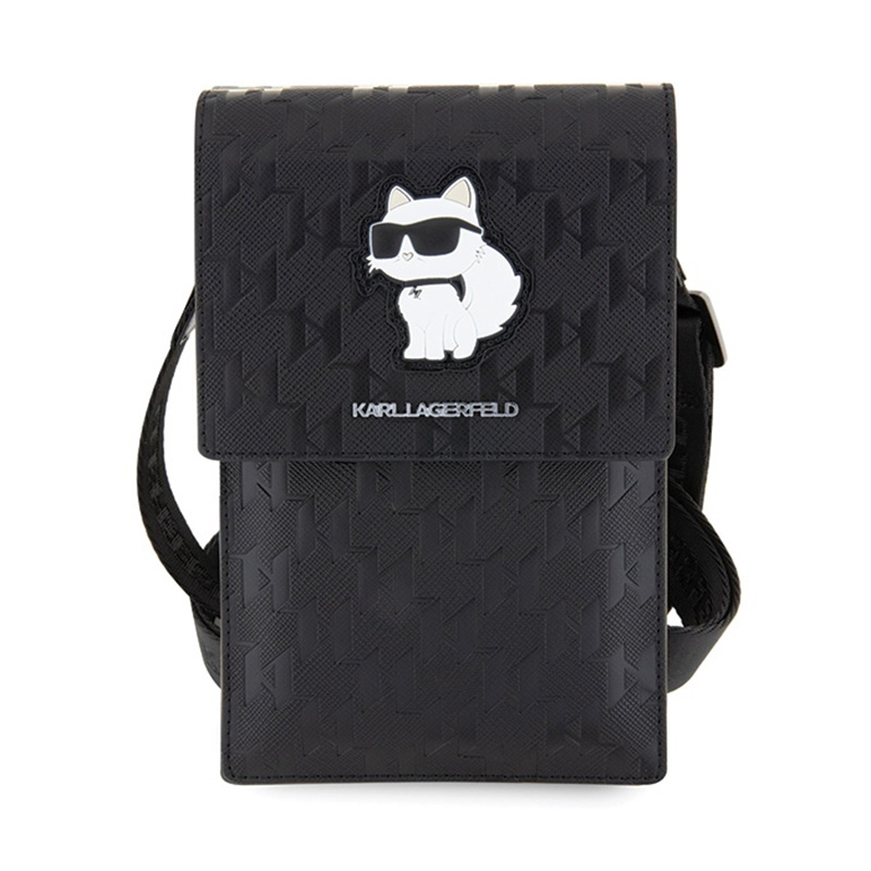 Karl Lagerfeld Saffiano Monogram Choupette - Torebka crossbody na telefon (czarny)