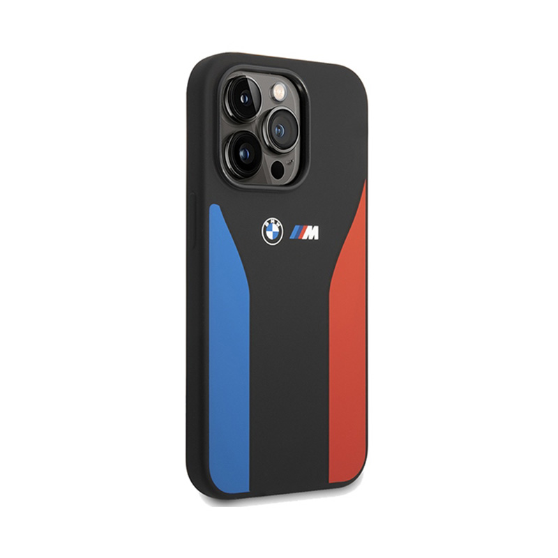 BMW Silicone Blue&Red Stripes M Collection - Etui iPhone 15 Pro Max (czarny)