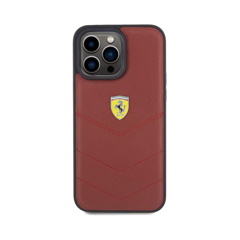 Ferrari Quilted Metal Logo - Etui iPhone 15 Pro Max (czerwony)
