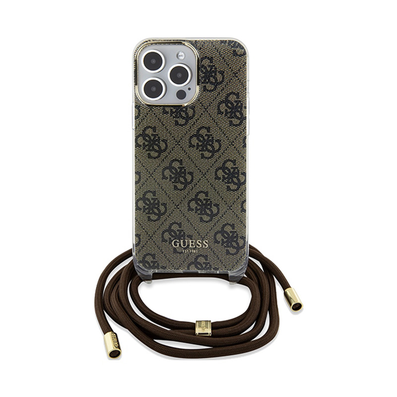 Guess Crossbody Cord 4G Print - Etui iPhone 15 Pro (brązowy)