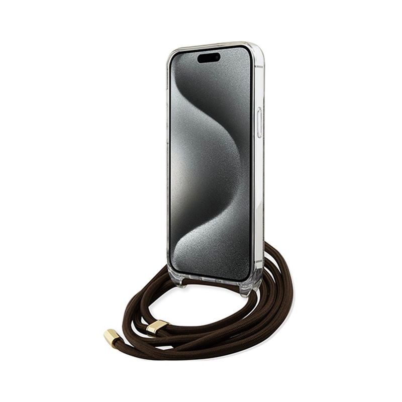 Guess Crossbody Cord 4G Print - Etui iPhone 15 (brązowy)