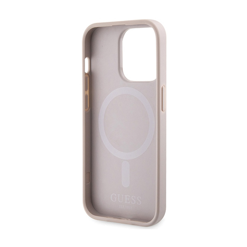 Guess 4G Printed Stripes MagSafe - Etui iPhone 15 Pro (różowy)