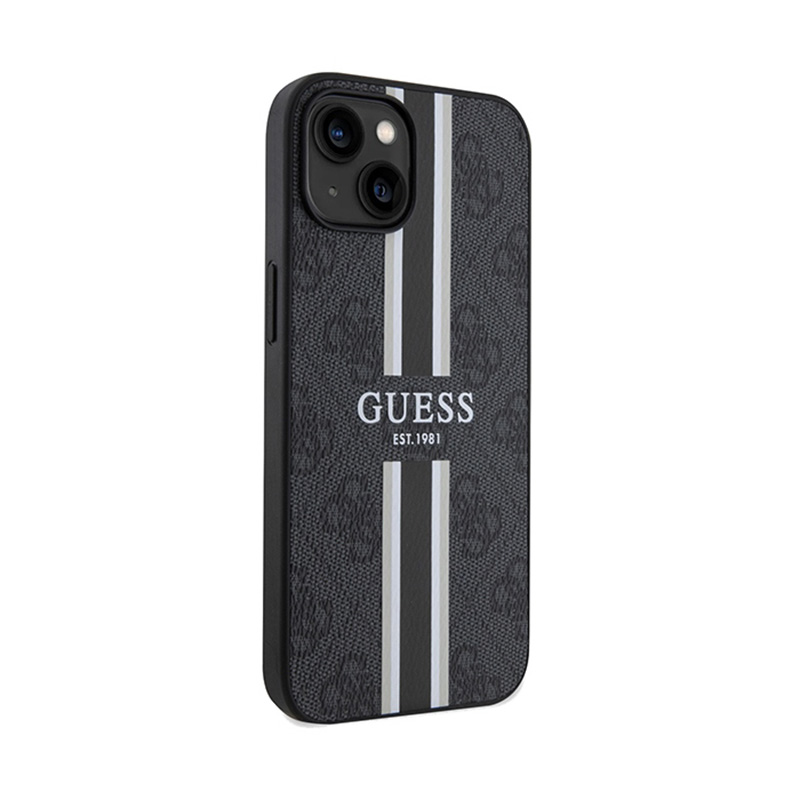 Guess 4G Printed Stripes MagSafe - Etui iPhone 15 (czarny)