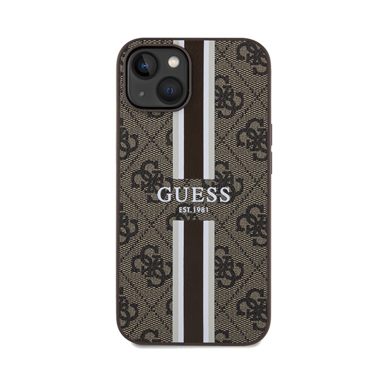Guess 4G Printed Stripes MagSafe - Etui iPhone 15 (brązowy)