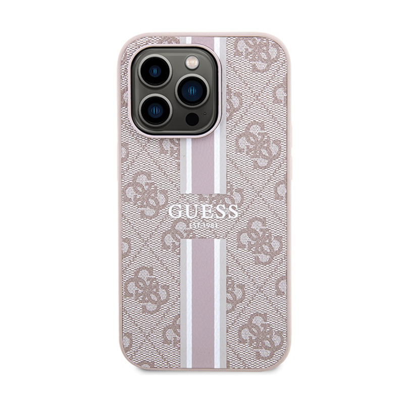 Guess 4G Printed Stripes MagSafe - Etui iPhone 15 Pro Max (różowy)