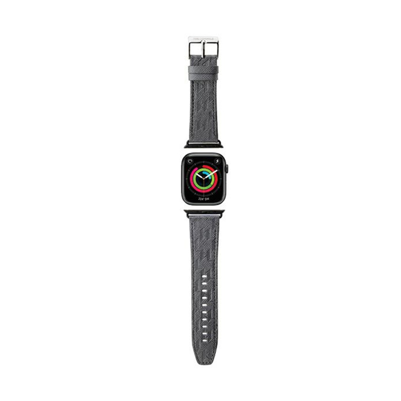 Karl Lagerfeld Saffiano Monogram - Pasek do Apple Watch 42/44/45/49 mm (srebrny)