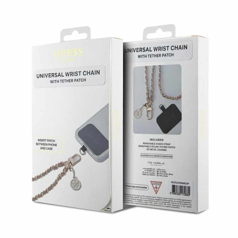 Guess Universal Hand Strap Saffiano Chain 4G Charm - Uniwersalny pasek do telefonu (Różowy)